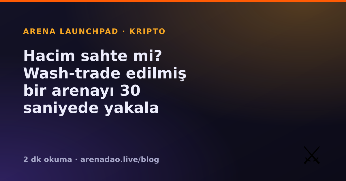 Hacim sahte mi? Wash-trade edilmiş bir arenayı 30 saniyede yakala